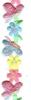 8039 Pastel Butterflies & Flowers Iron On Applique Trim